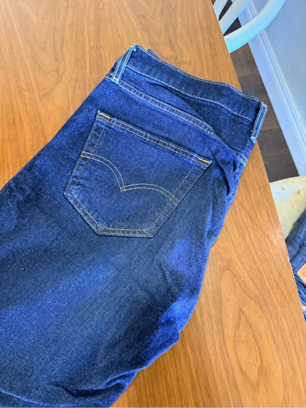 Levi's 511 Slim Straight Jeans in Blue with Tan Patch